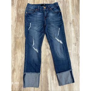 1822 Denim Skinny Ankle Crop Jeans Cuffed Distressed Women’s Sz 4